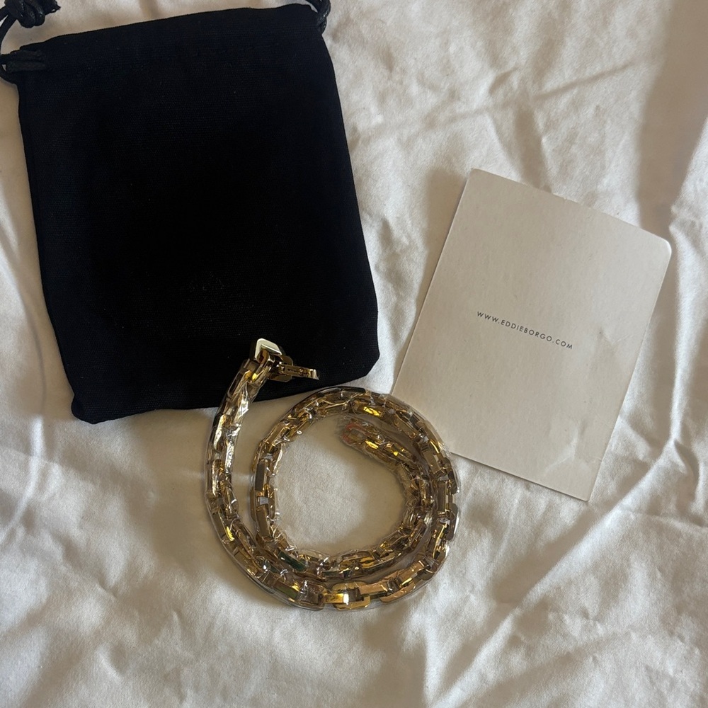Eddie Borgo Black Velvet Jewelry Pouch with Gold-Accented Chain